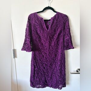 Adrianna Papell Deep Purple Lace Dress